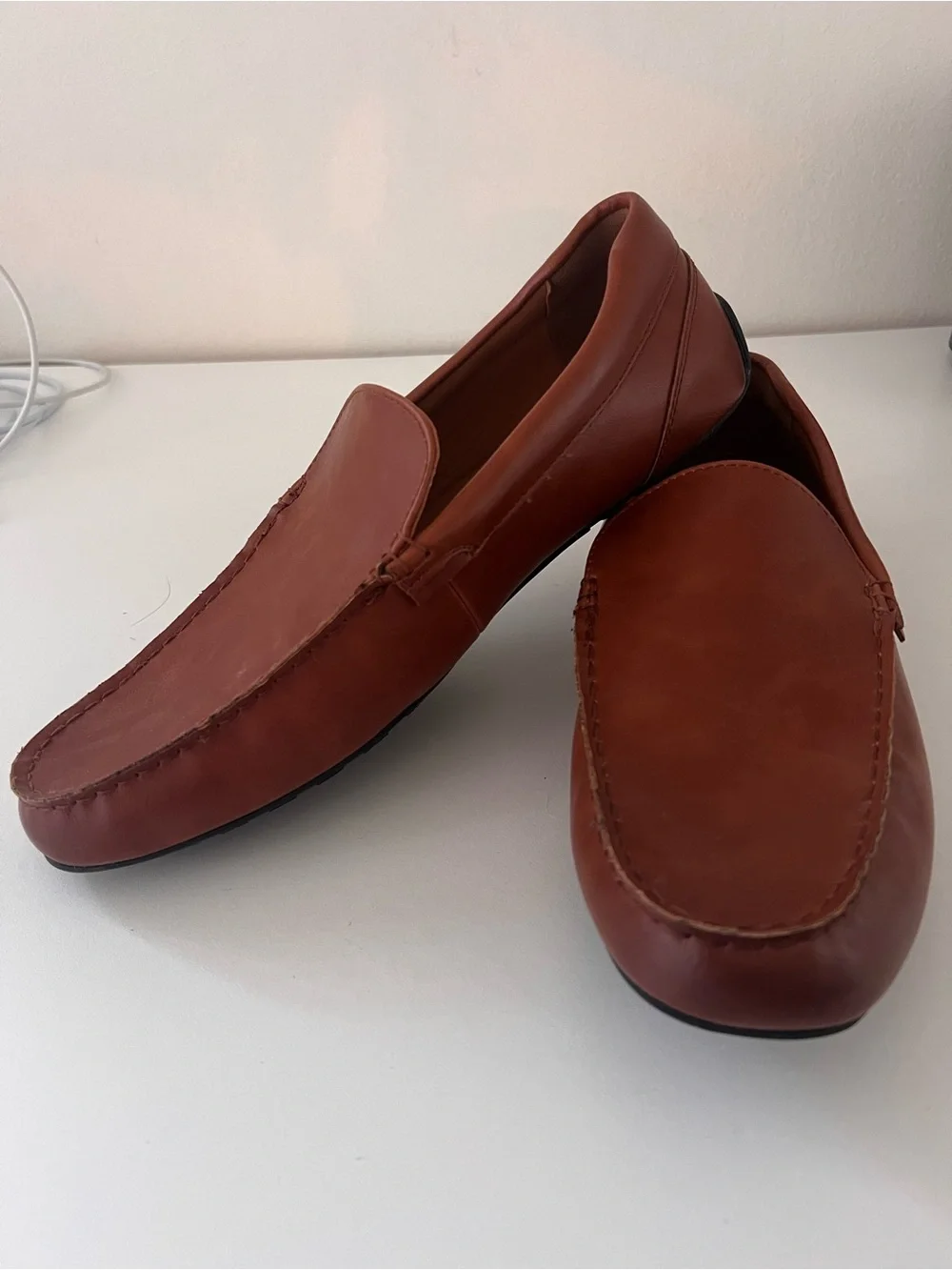 Club Room Men's Slip-On Loafers in Cognac Brown